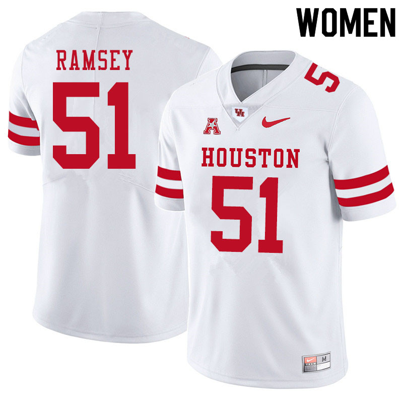 Women #51 Kyle Ramsey Houston Cougars College Football Jerseys Sale-White - Click Image to Close